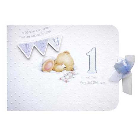 Boys First Birthday Forever Friends Memory Book Card